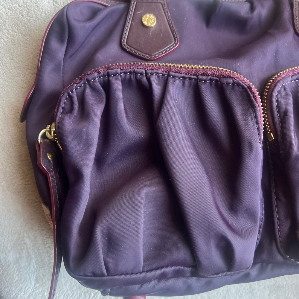 MZ Wallace Jane Satchel Bag Eggplant Plum Purple Nylon Leather Trim Designer‎ - Picture 4 of 16